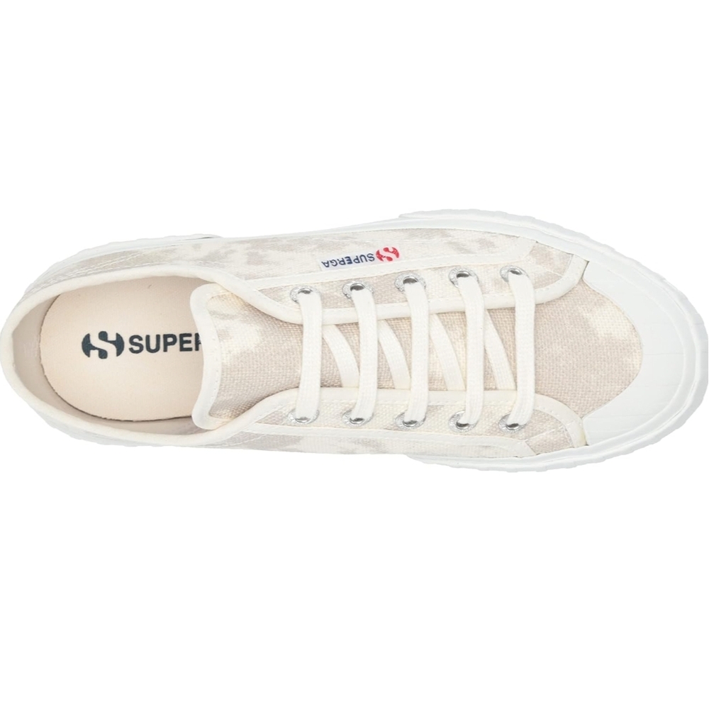 Superga Women’s Cream Tie-Dye Platform Canvas Sneaker - Picture 2 of 3